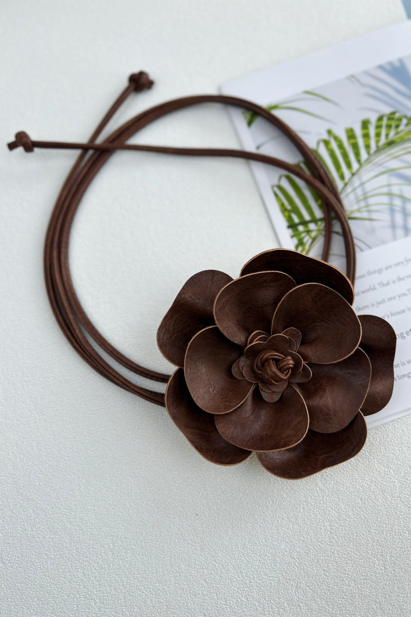 Wildflower: Bohemian Leather Flower Pendant Layered Belt - NeoKira Unlimited