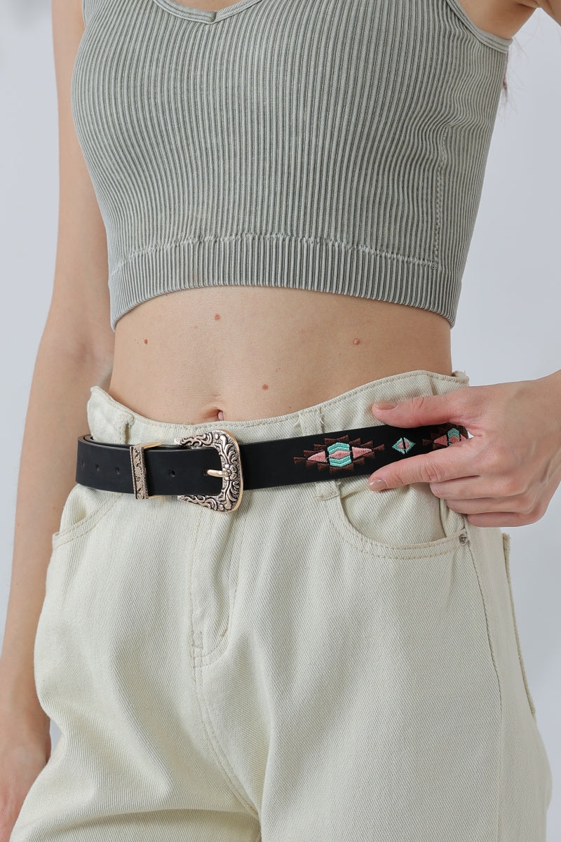 Wanderlust: Vintage Boho Ethnic Pattern Buckle Belt - NeoKira Unlimited