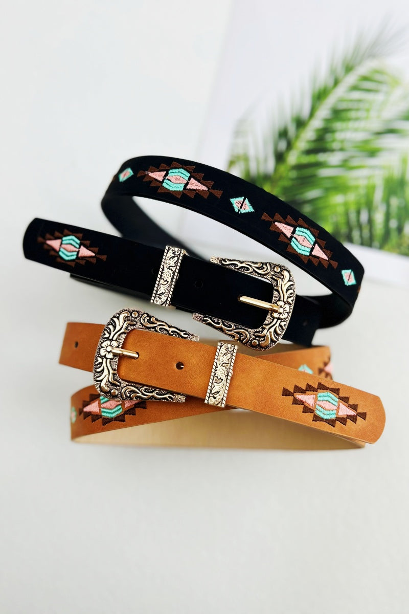 Wanderlust: Vintage Boho Ethnic Pattern Buckle Belt - NeoKira Unlimited