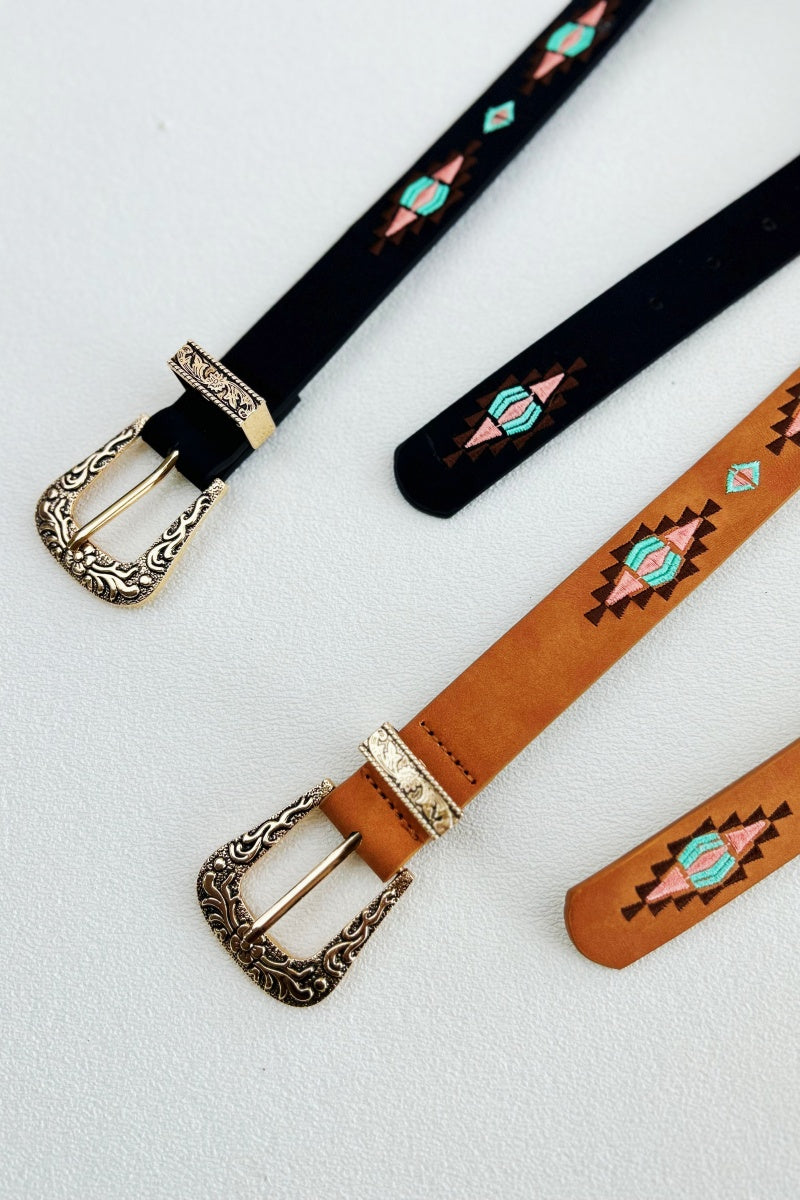Wanderlust: Vintage Boho Ethnic Pattern Buckle Belt - NeoKira Unlimited