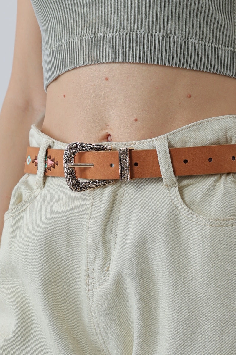 Wanderlust: Vintage Boho Ethnic Pattern Buckle Belt - NeoKira Unlimited