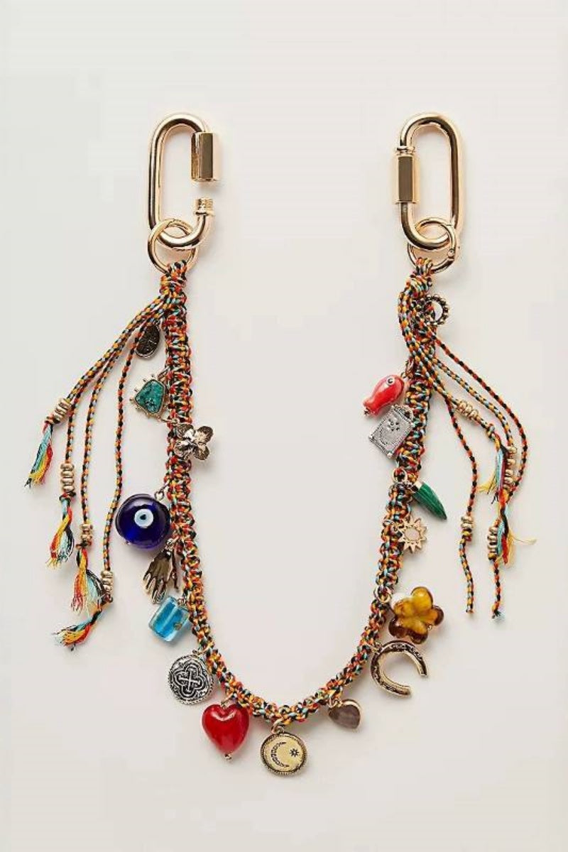 Bold Evil Eye Bag Charm Chain – Handwoven Strap for Fierce Style - NeoKira Unlimited