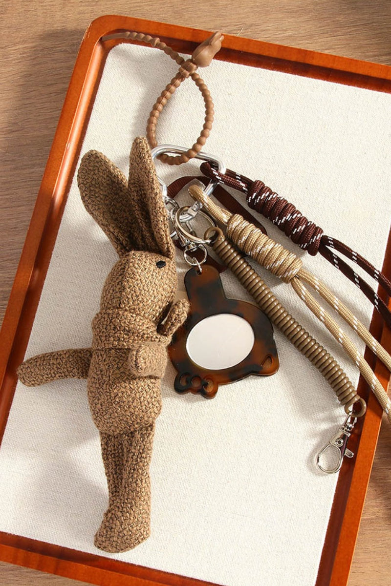 Whimsical Rabbit Charm – Handwoven Linen Bag Accessory - NeoKira Unlimited