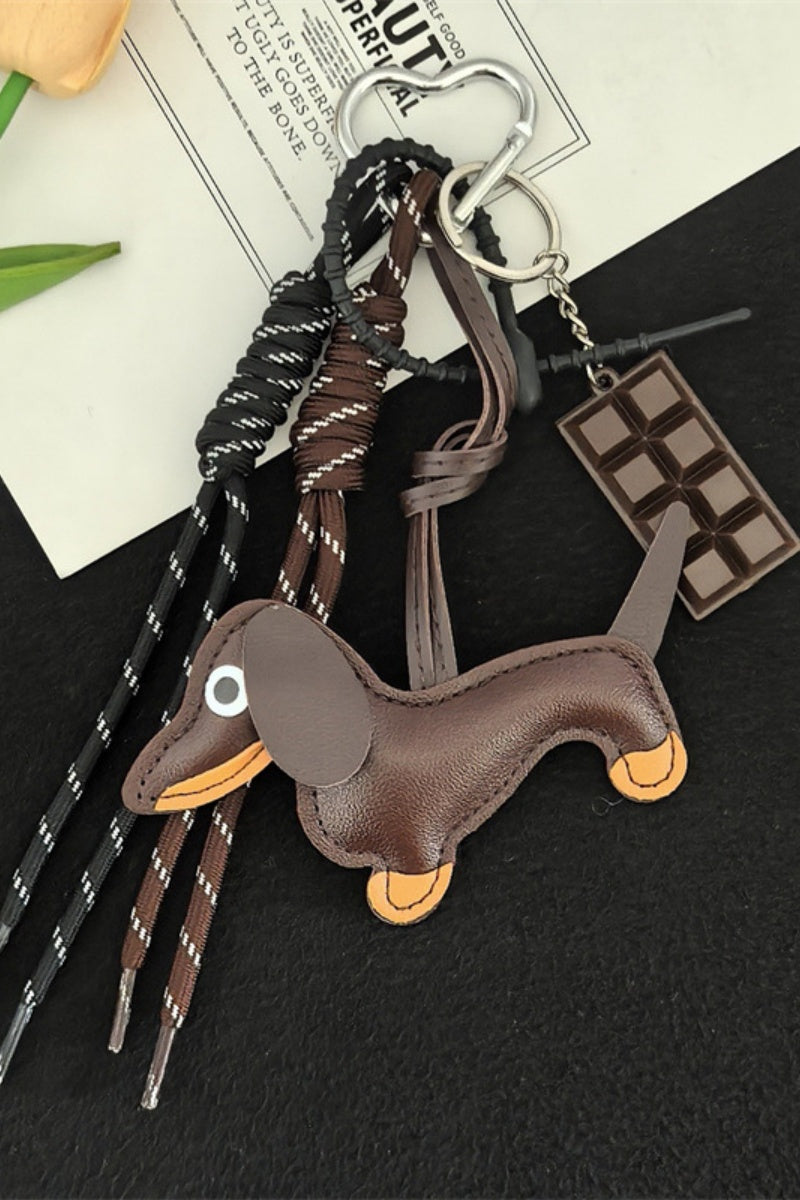 Charming Dachshund Bag Charm – Braided Leather Purse Pendant - NeoKira Unlimited