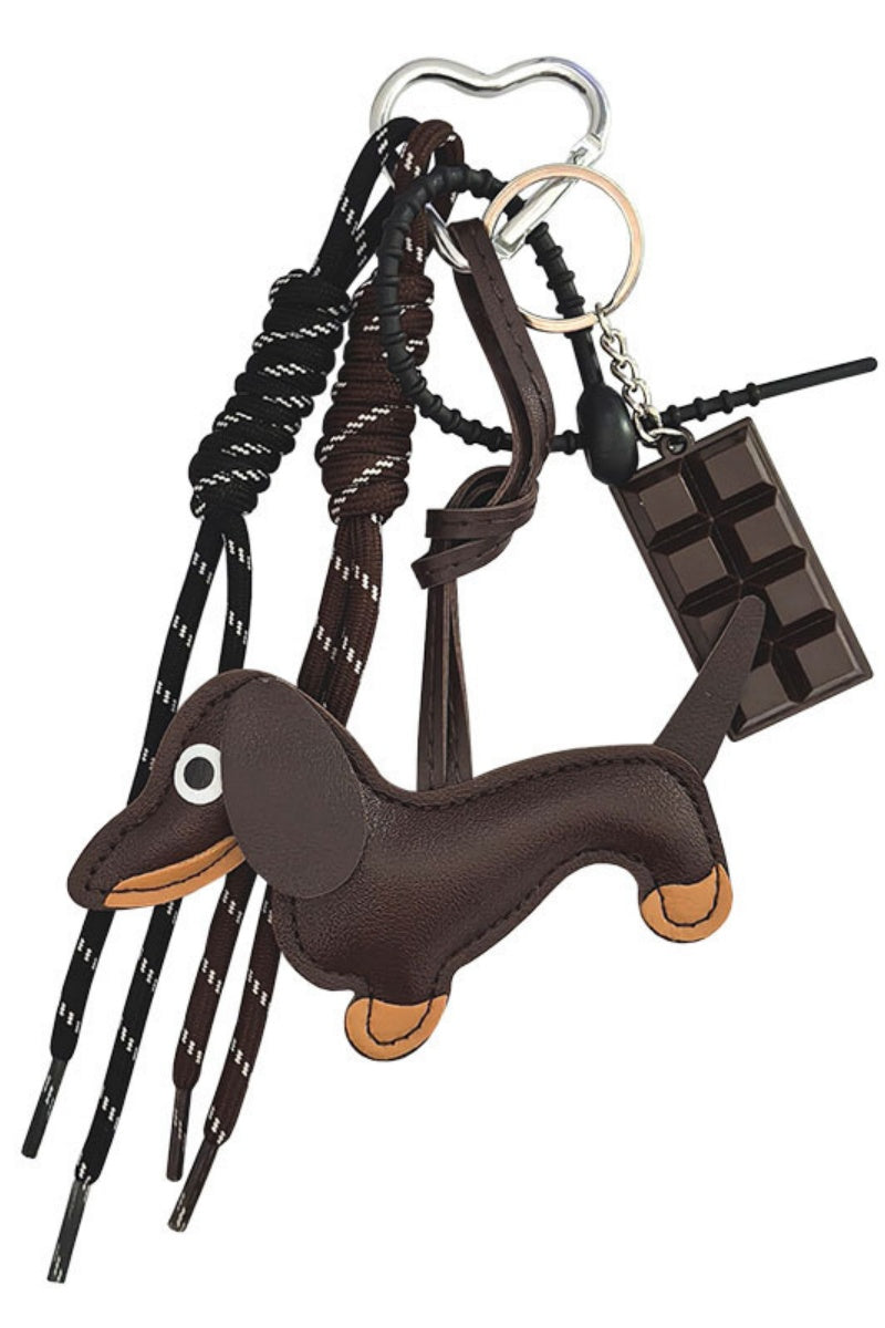 Charming Dachshund Bag Charm – Braided Leather Purse Pendant - NeoKira Unlimited