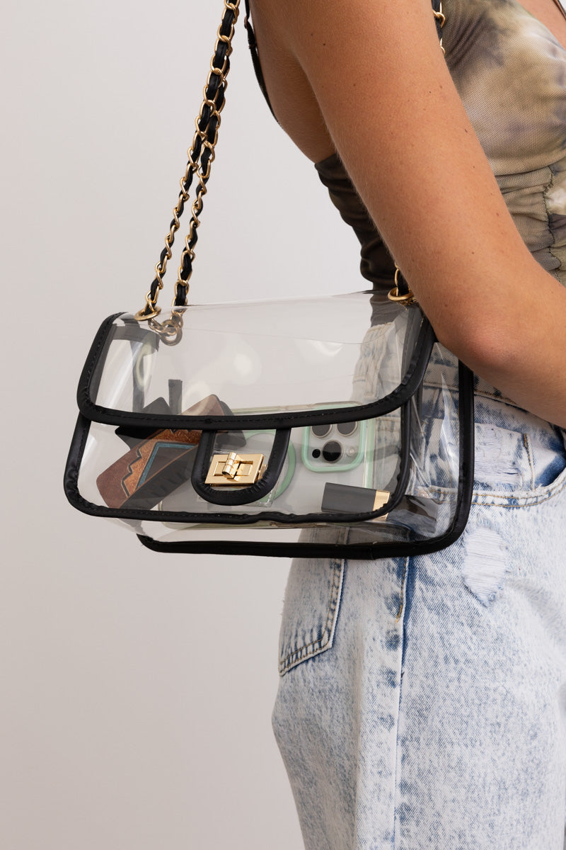 Stadium Chic Clear Flap Bag 🎤 - NeoKira Unlimited