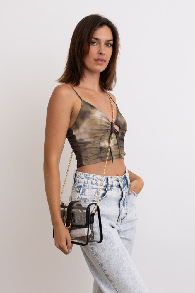 Glam Clear Stadium Bag with Gold Chain Strap - NeoKira Unlimited