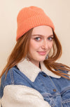 Rib Knit Cuffed Beanie Beanies Leto Collection One Size Persimmon 