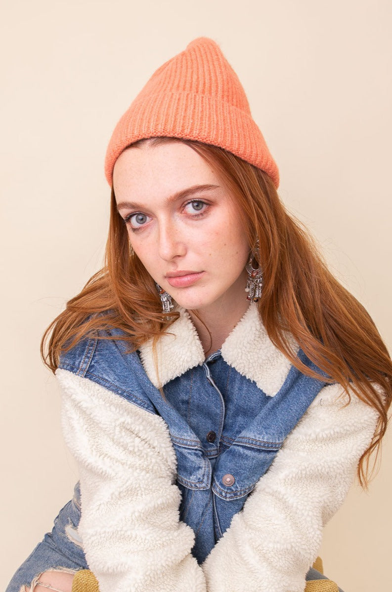 Rib Knit Cuffed Beanie Beanies Leto Collection   