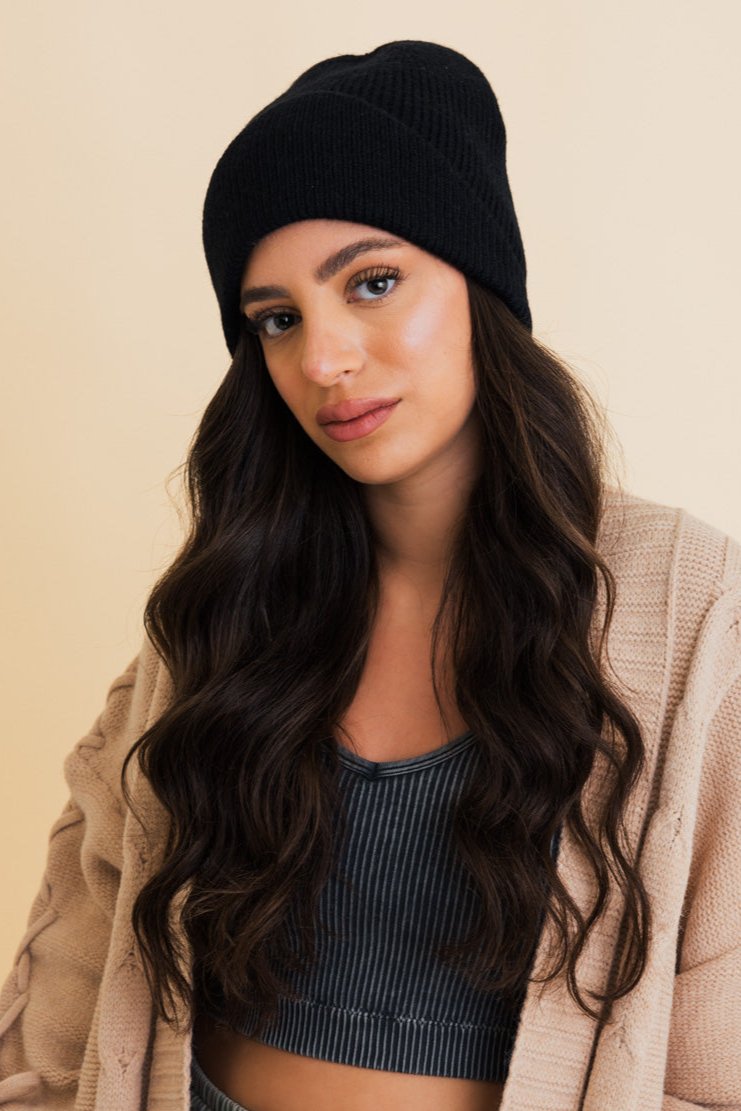 Frosty Front Fold Snuggle Ribbed Beanie - NeoKira Unlimited