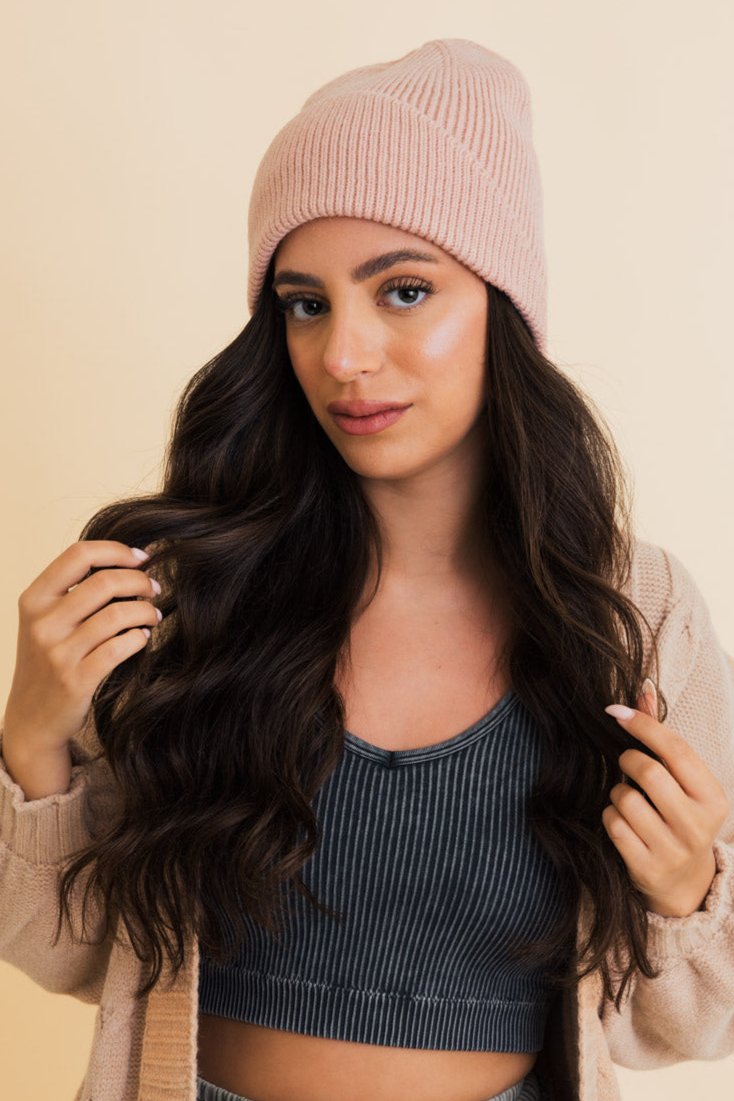 Frosty Front Fold Snuggle Ribbed Beanie - NeoKira Unlimited