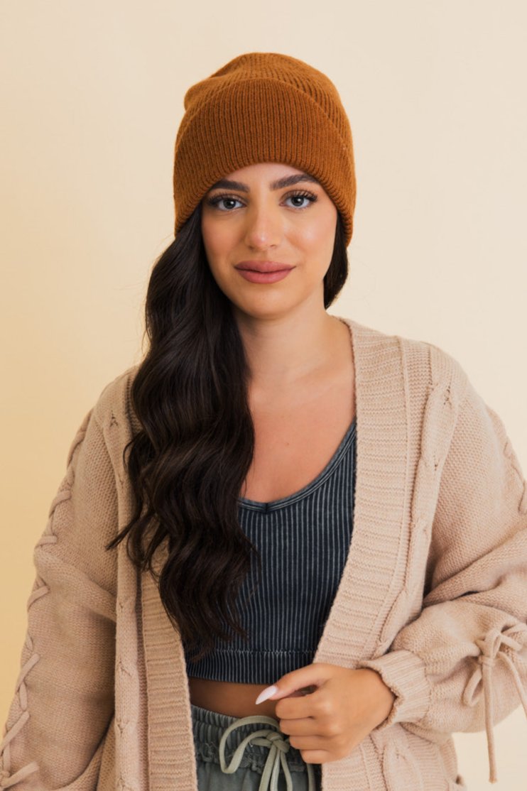 Frosty Front Fold Snuggle Ribbed Beanie - NeoKira Unlimited
