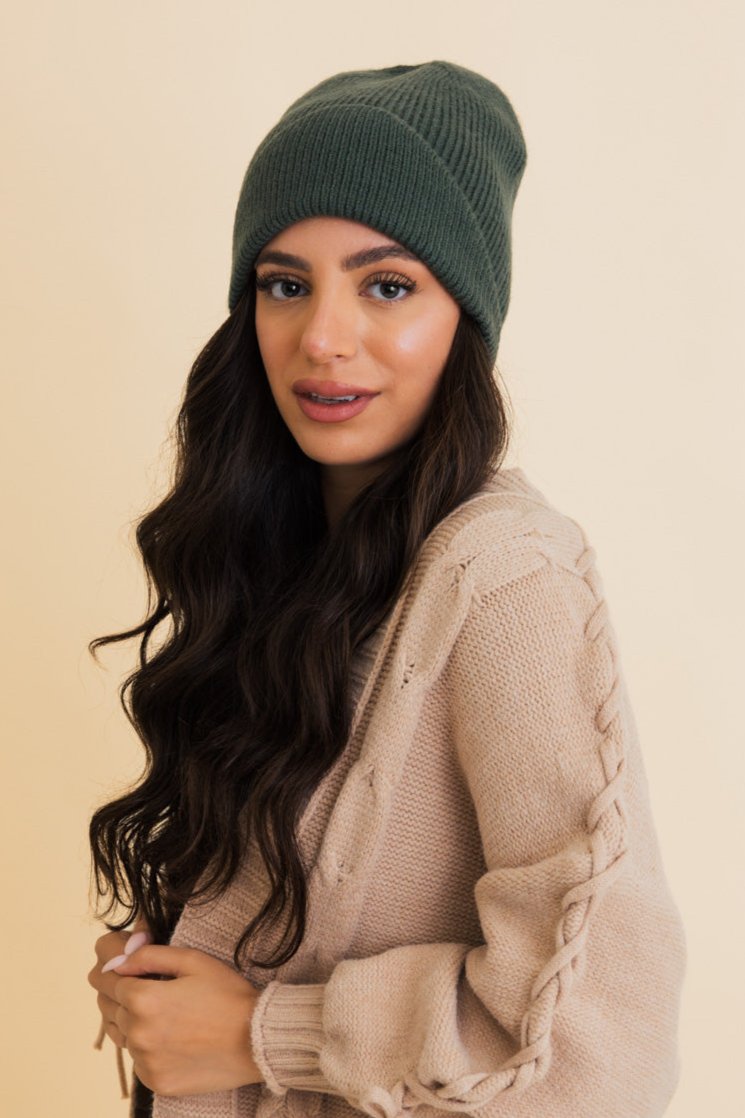 Frosty Front Fold Snuggle Ribbed Beanie - NeoKira Unlimited