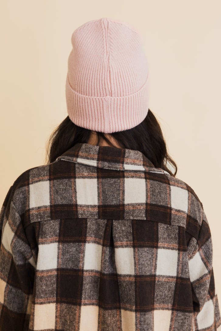 Embroidered Smiley Face Ribbed Knit Beanie - NeoKira Unlimited