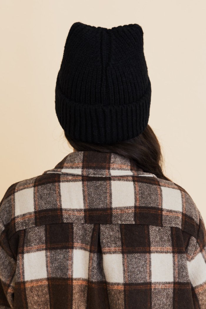 Chill Vibes Soft Ribbed Square Top Beanie - NeoKira Unlimited