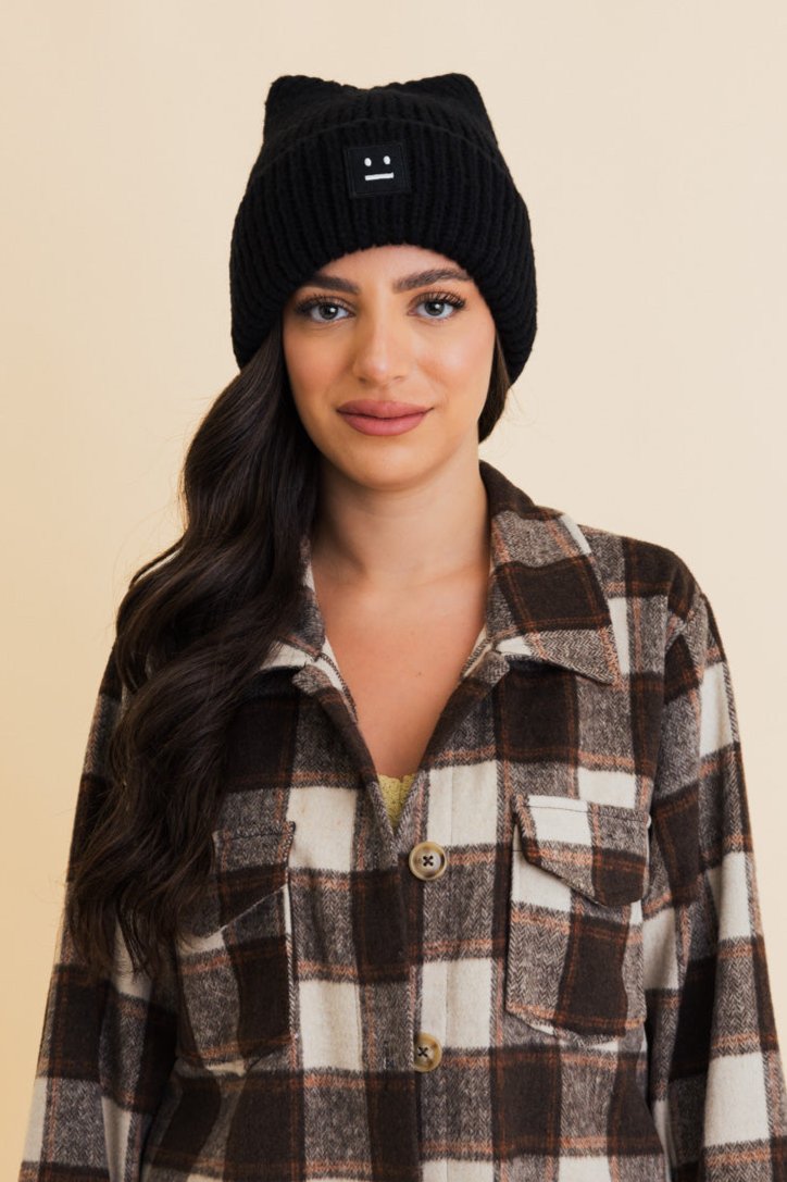 Chill Vibes Soft Ribbed Square Top Beanie - NeoKira Unlimited