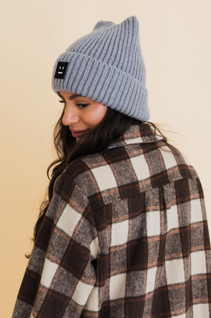 Chill Vibes Soft Ribbed Square Top Beanie - NeoKira Unlimited