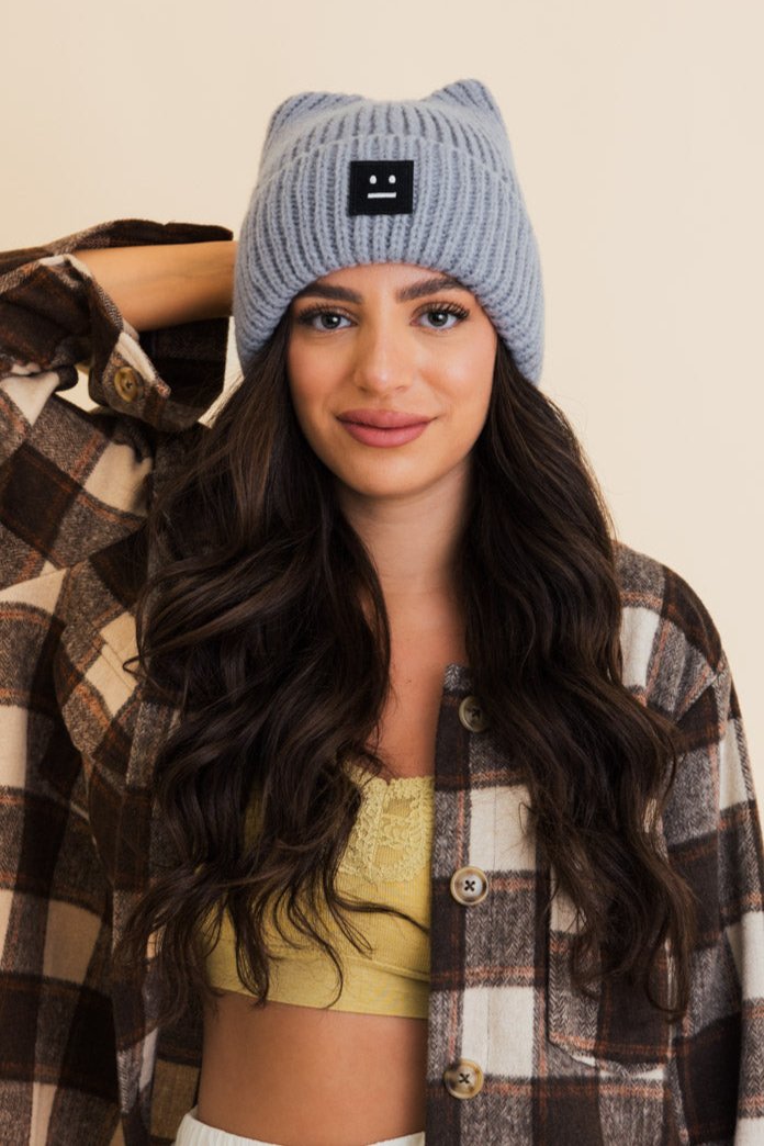 Chill Vibes Soft Ribbed Square Top Beanie - NeoKira Unlimited