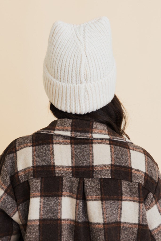 Chill Vibes Soft Ribbed Square Top Beanie - NeoKira Unlimited