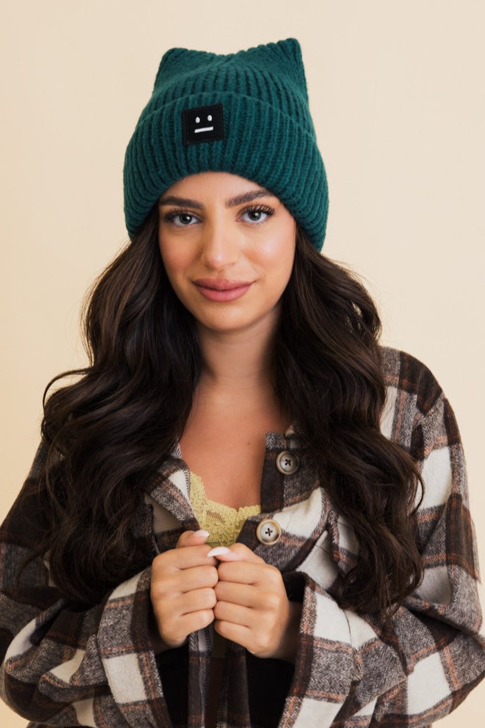 Chill Vibes Soft Ribbed Square Top Beanie - NeoKira Unlimited