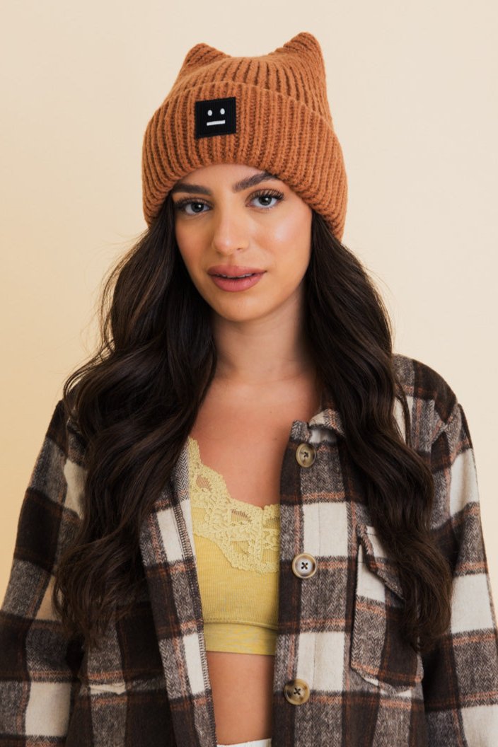 Chill Vibes Soft Ribbed Square Top Beanie - NeoKira Unlimited