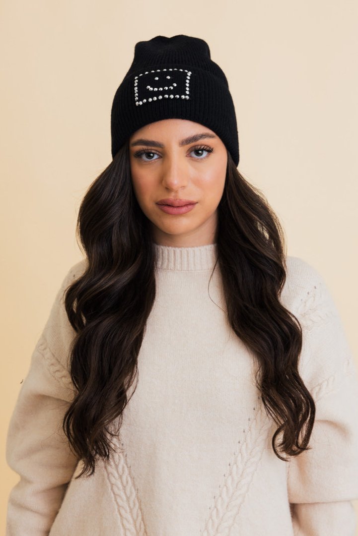 Square Sparkle Smiles Ribbed Beanie - NeoKira Unlimited