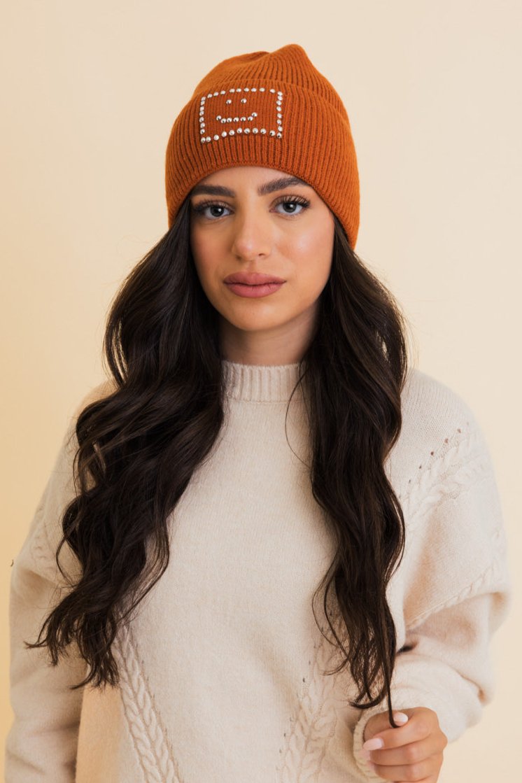 Square Sparkle Smiles Ribbed Beanie - NeoKira Unlimited