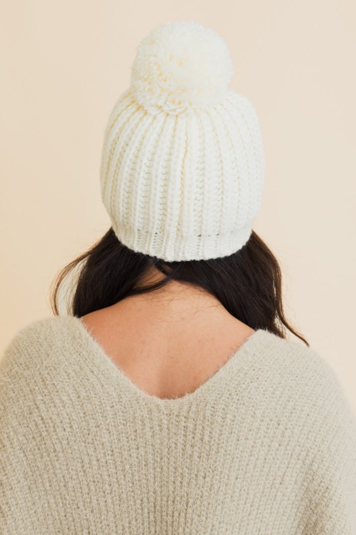 Chunky Cable Knit Pom Beanie - NeoKira Unlimited