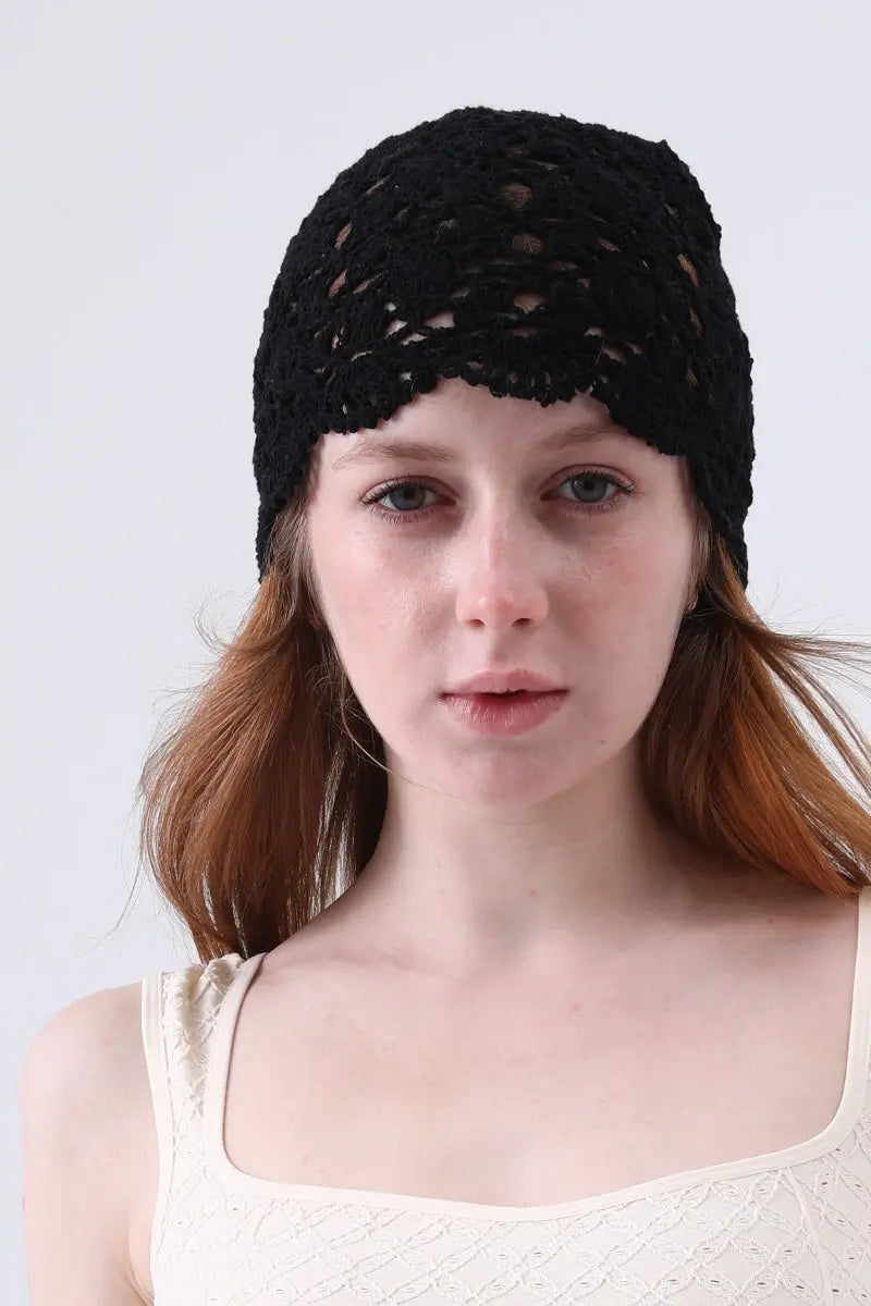 Crochet Lace Beanie – Hollow Out Knit Skull Cap for Women - NeoKira Unlimited