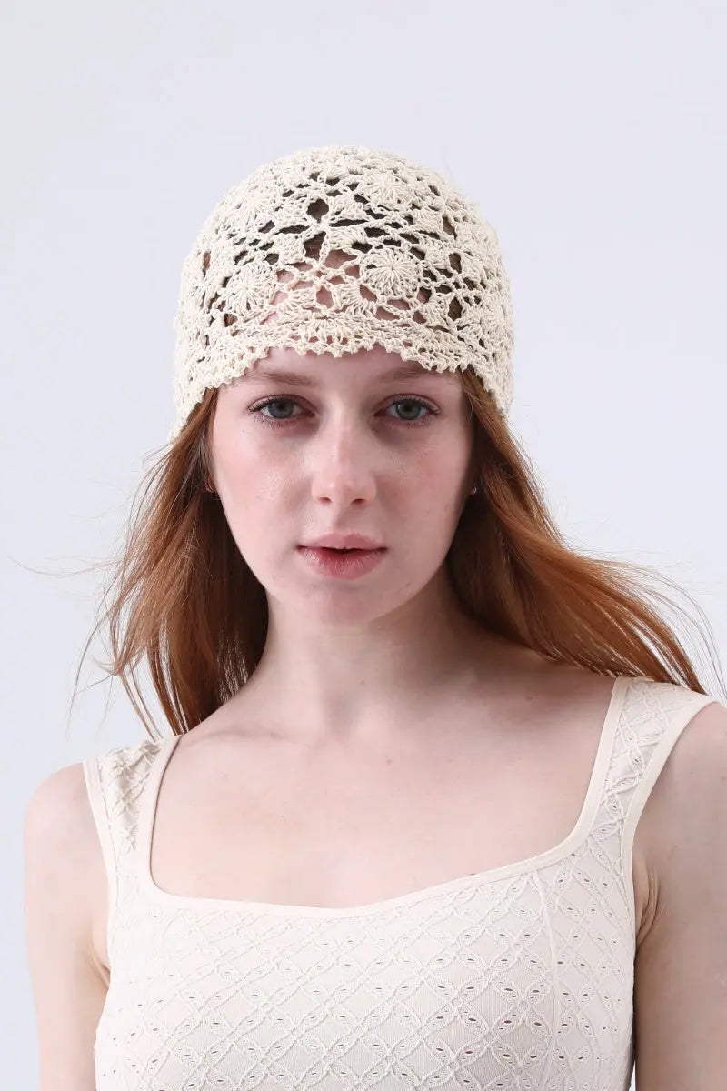 Crochet Lace Beanie – Hollow Out Knit Skull Cap for Women - NeoKira Unlimited
