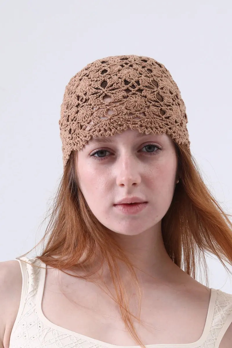 Crochet Lace Beanie – Hollow Out Knit Skull Cap for Women - NeoKira Unlimited