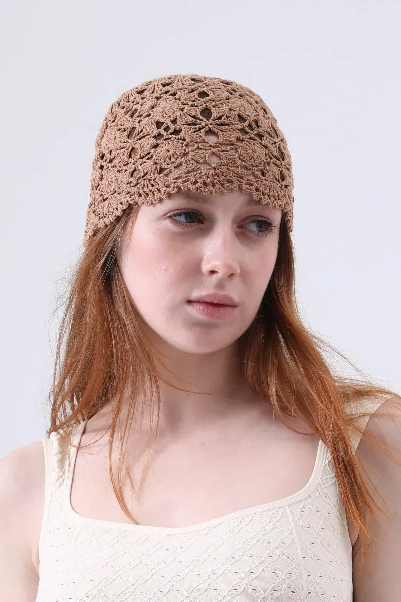 Crochet Lace Beanie – Hollow Out Knit Skull Cap for Women - NeoKira Unlimited