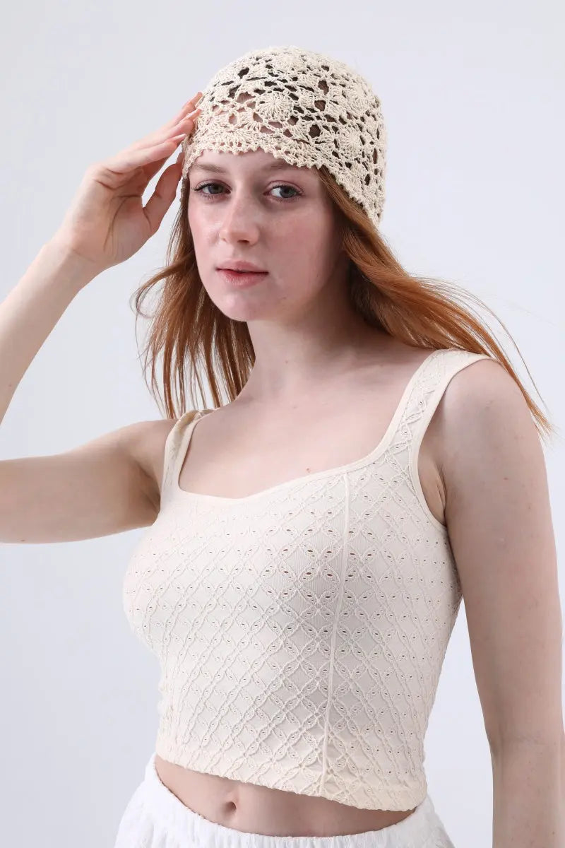 Crochet Lace Beanie – Hollow Out Knit Skull Cap for Women - NeoKira Unlimited