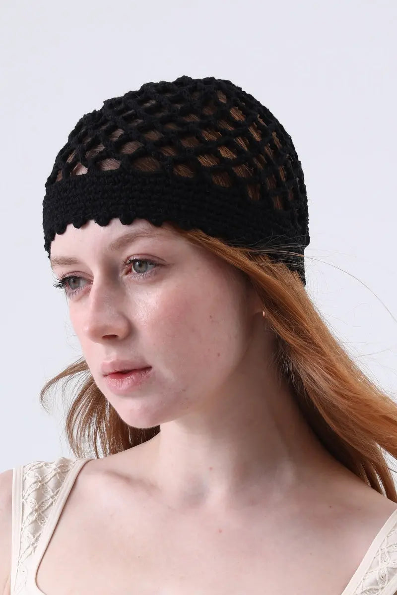 Boho Crochet Mesh Head Cap – Lightweight Hollow Knit Beanie - NeoKira Unlimited
