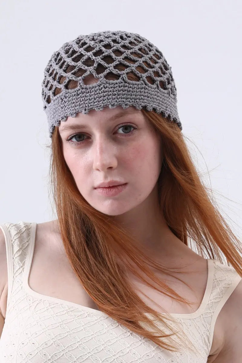 Boho Crochet Mesh Head Cap – Lightweight Hollow Knit Beanie - NeoKira Unlimited