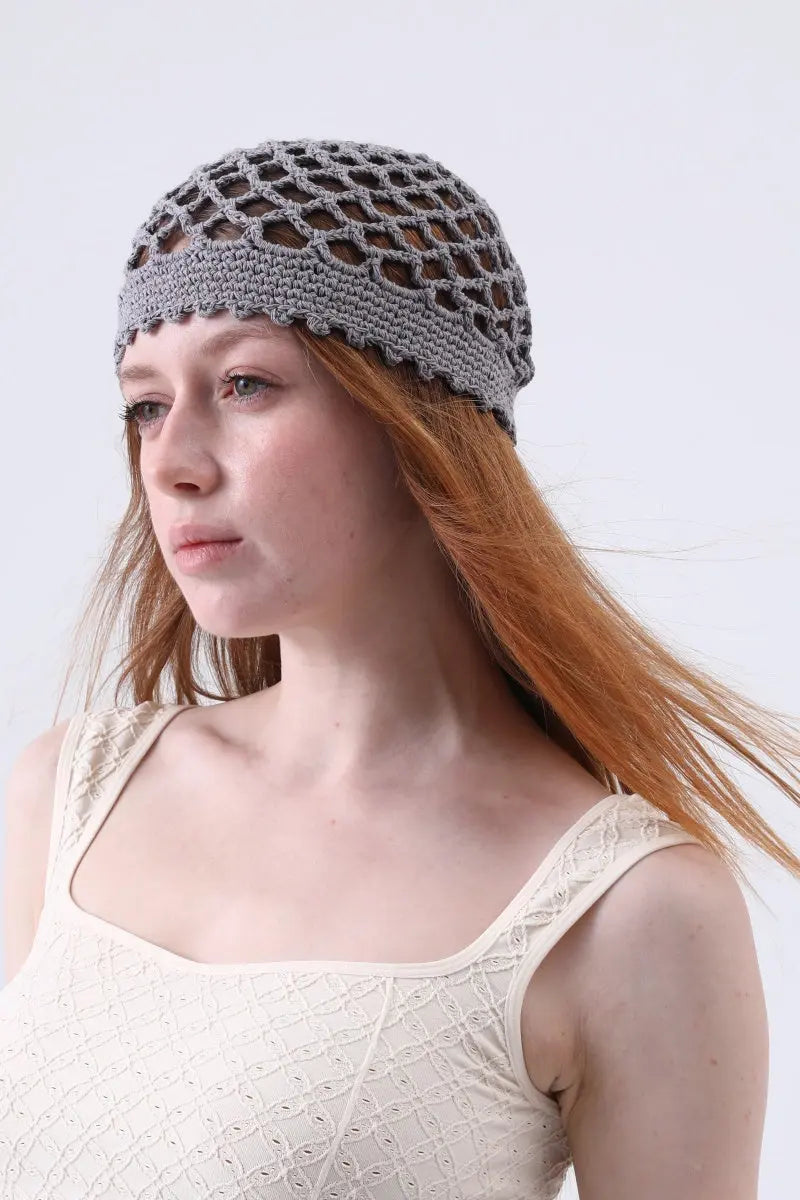 Boho Crochet Mesh Head Cap – Lightweight Hollow Knit Beanie - NeoKira Unlimited