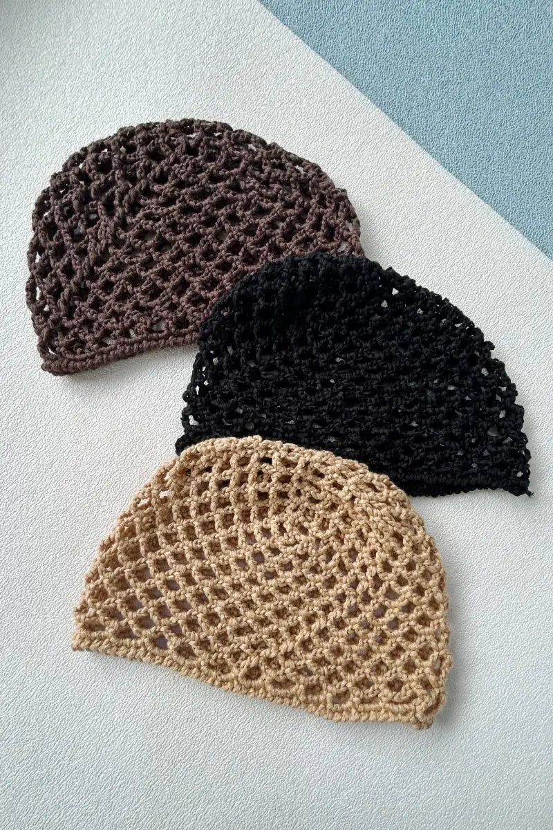 Vintage Hollow Out Crochet Mesh Beanie – Retro Knit Head Wrap - NeoKira Unlimited