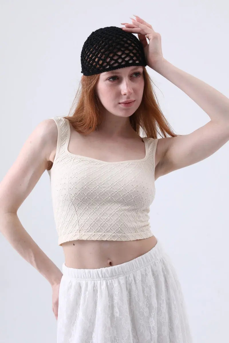 Vintage Hollow Out Crochet Mesh Beanie – Retro Knit Head Wrap - NeoKira Unlimited