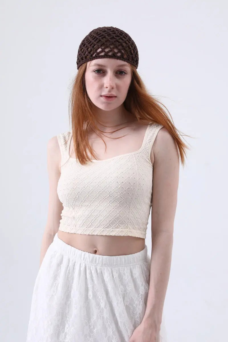 Vintage Hollow Out Crochet Mesh Beanie – Retro Knit Head Wrap - NeoKira Unlimited