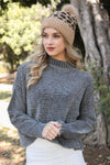 Leopard Knit Beanie Beanies Leto Collection Camel  