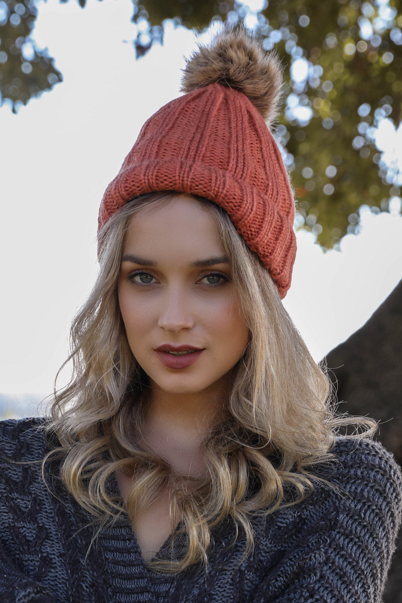 Basic Ribbed Pom Beanie Beanies Leto Collection   