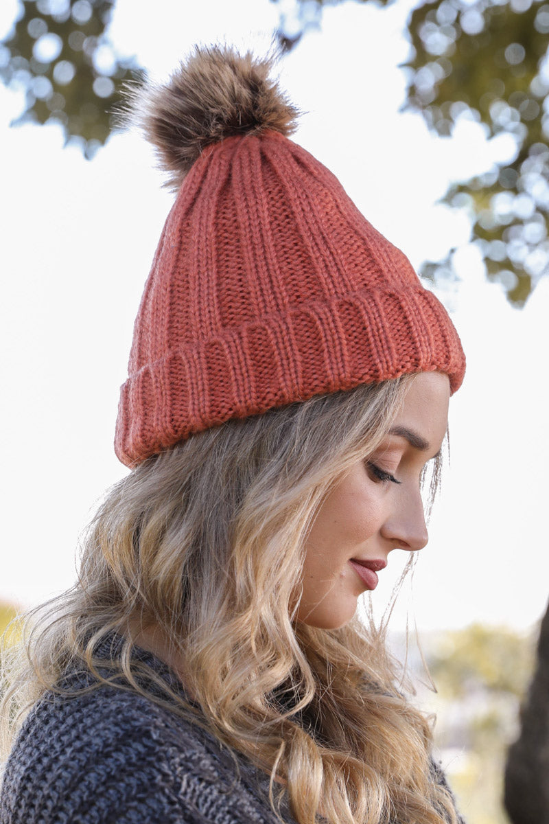 Basic Ribbed Pom Beanie Beanies Leto Collection   