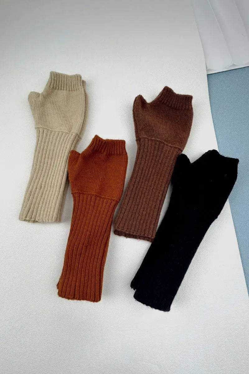 Cozy Ribbed Knit Arm Warmers & Winter Gloves – Stay Warm in Style - NeoKira Unlimited