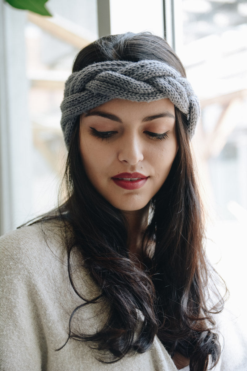 Braid Chic Knit Crown Headband Headbands Leto Collection Gray  