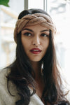 Braid Chic Knit Crown Headband Headbands Leto Collection Camel  