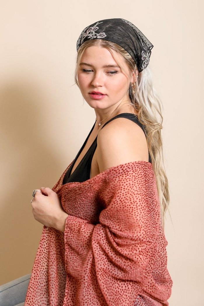 Tulle Lace Poppy Headscarf - NeoKira Unlimited