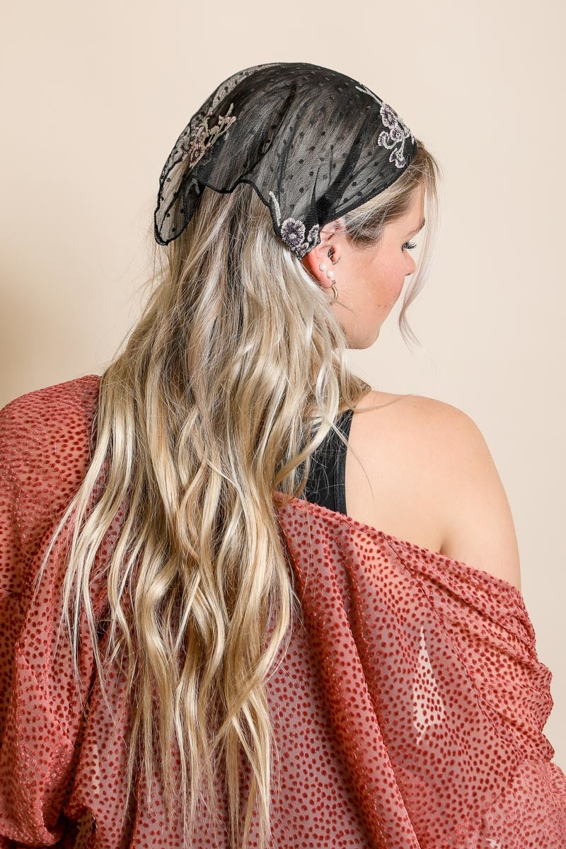Tulle Lace Poppy Headscarf - NeoKira Unlimited
