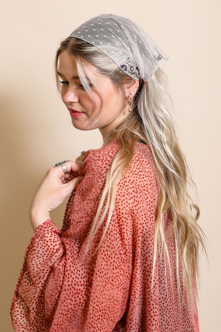 Tulle Lace Poppy Headscarf - NeoKira Unlimited