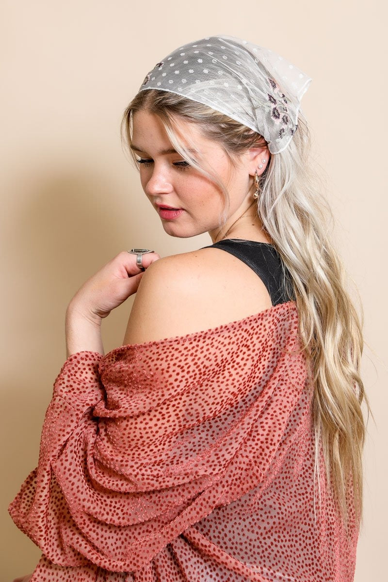 Tulle Lace Poppy Headscarf - NeoKira Unlimited