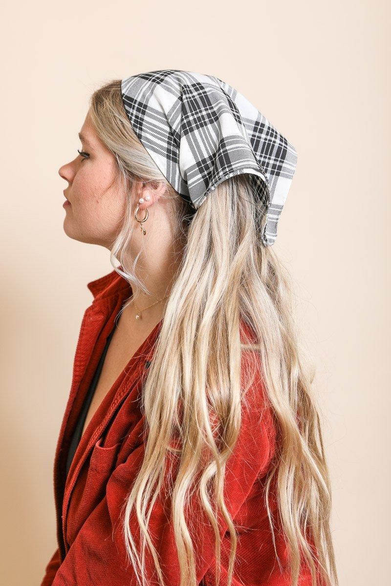 Triangle Flannel Head Scarf Bandanas Leto Collection Black  